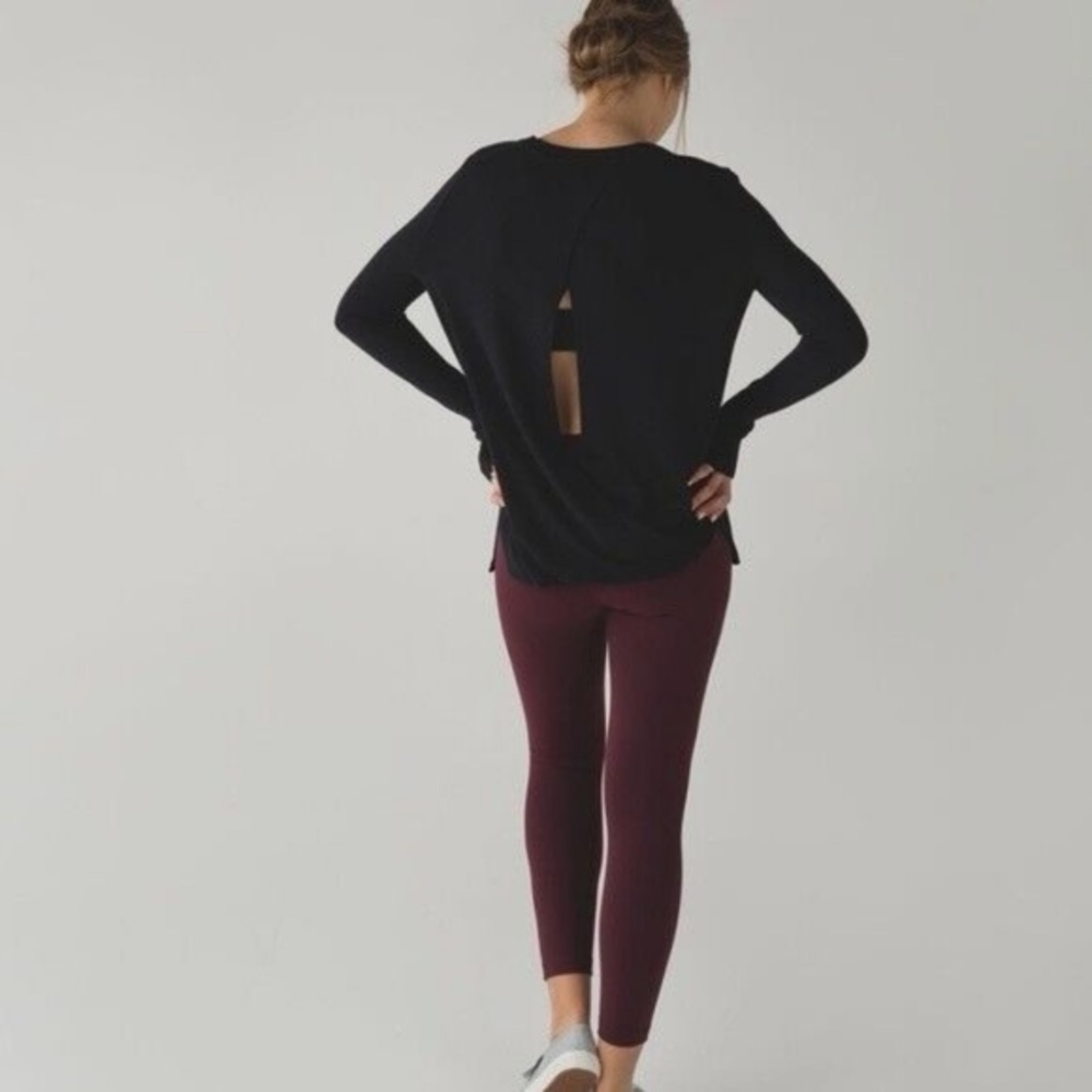 lululemon Black Bring it Backbend Cashmere sweater long sleeve yoga open back